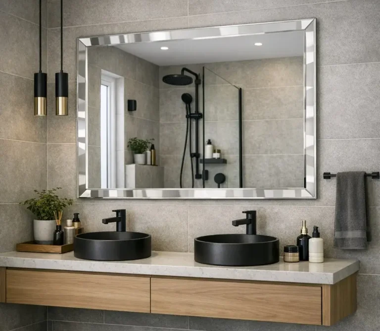 Verzilverd facetrand badkamer voorbeeld